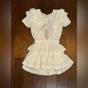LoveShackFancy Natasha Dress Cream Lace Ruffle